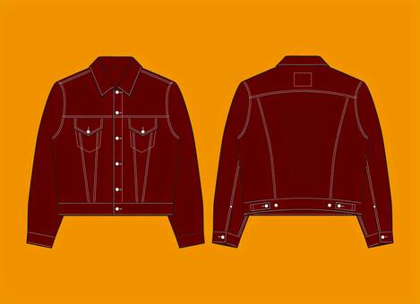 デニムジャケット　No5‐4 絵型,デニム,gジャン,ジャケット,トラックジャケット,トップス,アウター,ビンテージスタイル,ファッション,服のイラスト素材