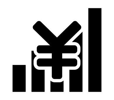棒グラフと円マーク お金,グラフ,棒グラフ,アイコン,日本円,金融,売上,ビジネス,データ,統計のイラスト素材