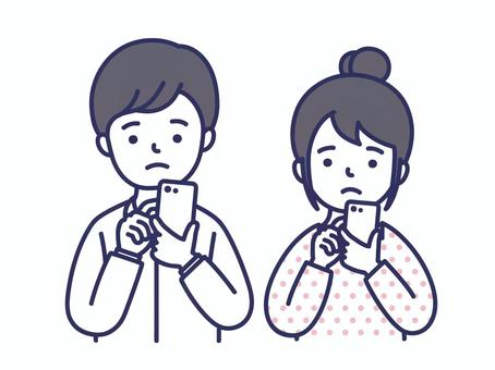 スマホを操作する人 スマホ,見る,女性,男性,スマートフォン,ネット,予約,主婦,sns,連絡のイラスト素材