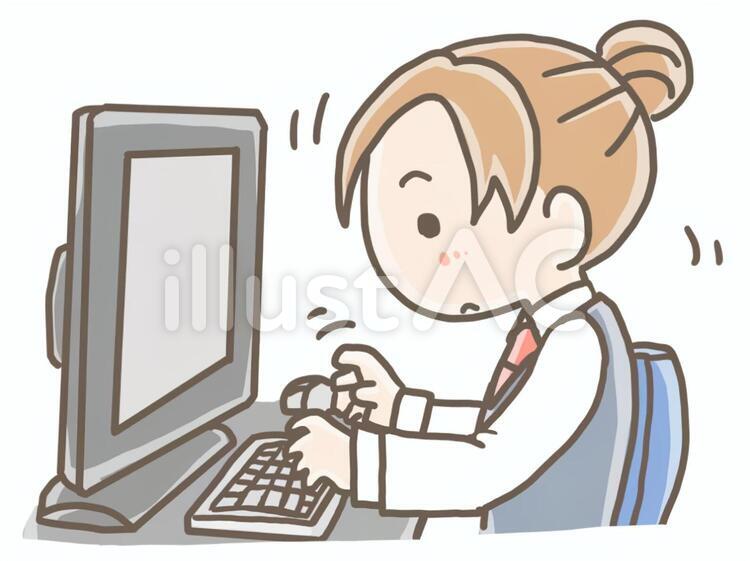 事務仕事する女性 事務,仕事,女性のイラスト素材