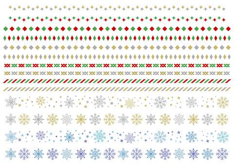 冬の罫線セット クリスマス,冬,罫線,セット,ライン,雪,キラキラ,結晶,区切り線,かわいいのイラスト素材