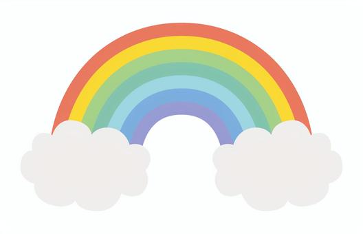 シンプルな虹のイラスト素材 虹,虹色,レインボー,天気,架け橋,シンプル,背景,雲,カラフル,マークのイラスト素材