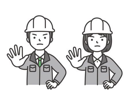 ストップ作業員 作業員,現場作業員,工事,止まれ,通行止め,立入禁止,立ち入り禁止,通行禁止,進入禁止,禁止のイラスト素材