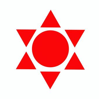 太陽のマークのイラスト(赤) 太陽のマークのイラスト(赤) 太陽,日差し,日光,太陽マーク,晴れ,熱い,夏,炎天下,日中,シンボルのイラスト素材
