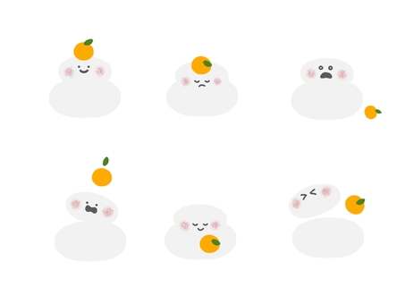 お正月おもちセット 正月,お正月,おもち,もち,餅,年賀状,年末年始,セット,イラスト,冬のイラスト素材