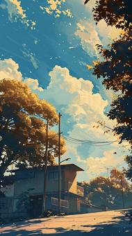 Illustration, blue sky, cloud, gentle, 