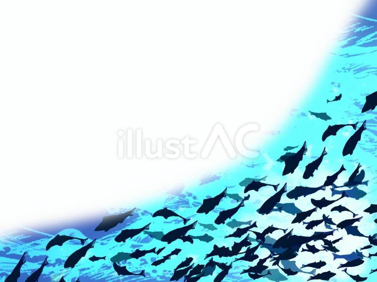 海に映った空を舞うような魚の群れデザイン 海,魚,夏のイラスト素材
