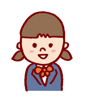 学生　女子 女子,子供,中学生,高校生,学生,ブレザー,制服,リボン,人,手描きのイラスト素材