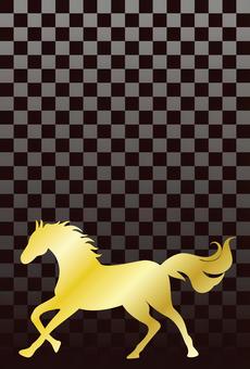 馬02_C 馬02_C 年賀状,馬,シルエット,シンプル,2026年,令和8年,干支,十二支,午年,市松のイラスト素材