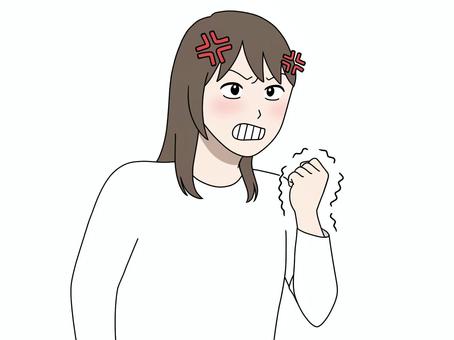 Illustration, female, semi-long, anger, 