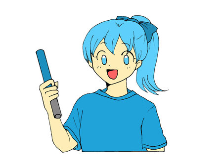 推し活（青） 推し活,青,メンカラ,アイドル,楽しい,ペンライト,リボン,尊い,ポニーテールのイラスト素材