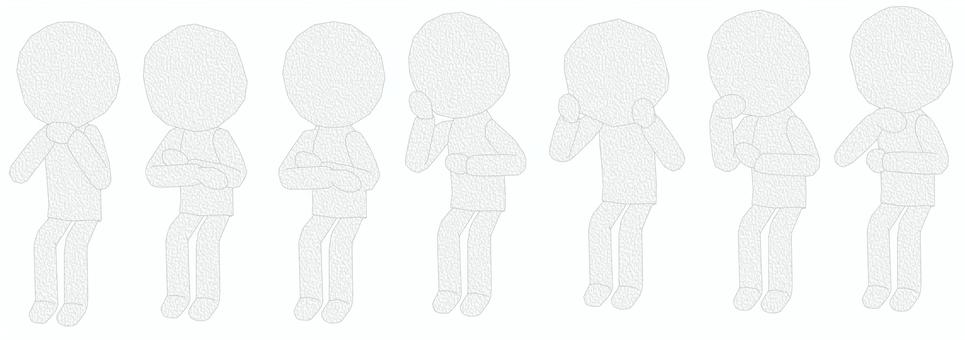 棒人間　ペパクラ風　座って色々な頬杖  頬杖,座る,楽しみ,わくわく,待つ,想像,妄想,くつろぐ,リフレッシュ,待ち遠しいのイラスト素材