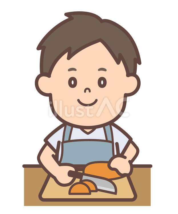 にんじんを切っている男性 料理,自炊,野菜のイラスト素材