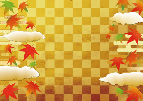 Maple ☆ Checkered pattern ☆ Gold ☆ Background, , JPG and AI