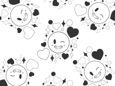 Monochrome wink and heart background, , JPG and PNG