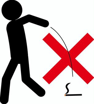 ポイ捨て禁止 ポイ捨て,禁止,バツ,タバコ,喫煙,煙,マナー,歩行者,人物,ピクトのイラスト素材