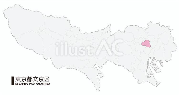 東京都文京区の位置地図_04 文京区,東京都,23区のイラスト素材