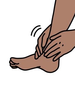 足のマッサージ 足,フットケア,マッサージ,両手,揉む,押さえる,足首,身体,商用フリー,イラストのイラスト素材