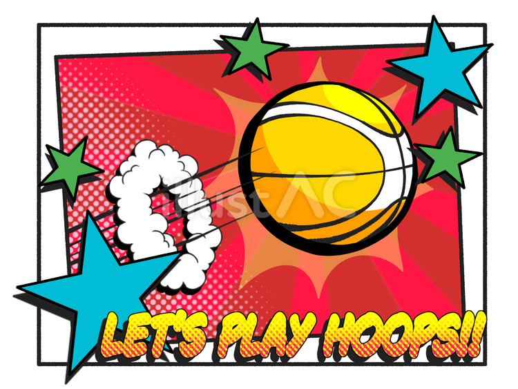 LETS PLAY HOOPS!!赤 バスケ,バスケットボール,背景のイラスト素材