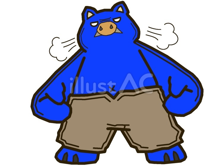 青色モチーフの興奮している状態のオーク オーク,興奮,魔物のイラスト素材