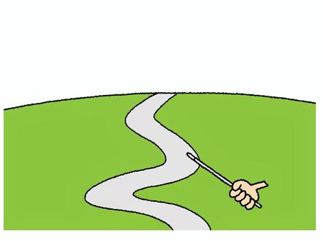 道 道,s字,指し棒,地平線,pop調,手描き,素材,商用可,無料,フリーのイラスト素材