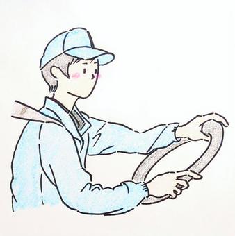 トラック運転手 運転手,トラック,大型車,引越し,運送,配達,ハンドル,職業,仕事,男性のイラスト素材