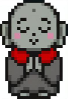 ドット絵のグレーのお地蔵様です。 ドット絵,地蔵菩薩,シンプル,仏教,石像,合掌,祈り,信仰,敬虔,供養のイラスト素材