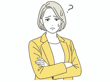 困る女性２ 考える,人,悩む,若い,人々,困る,女性,不安,わからない,思案のイラスト素材
