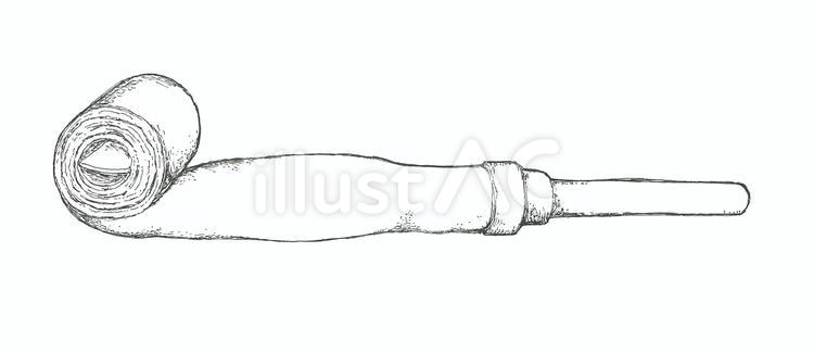 【懐かしい玩具】ふきもどしの線画イラスト 吹き戻し,オモチャ,レトロのイラスト素材