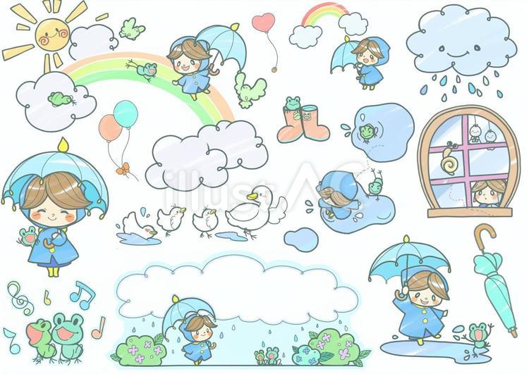 雨上がりのさんぽ 雨,梅雨,さんぽのイラスト素材