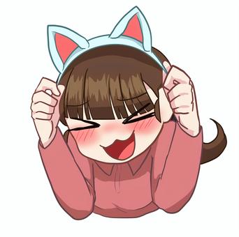 猫耳カチューシャ＿女性 人物,生活,バストアップ,女性,可愛い,猫耳,カチューシャ,照れ,赤面,素材のイラスト素材