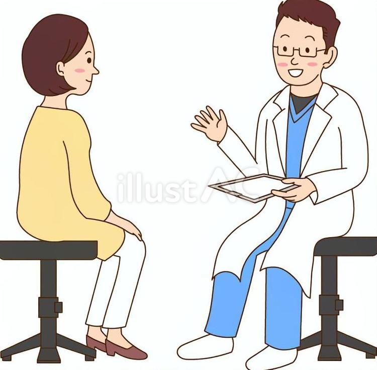 診察/男性医師と女性 診察,医師,医者のイラスト素材