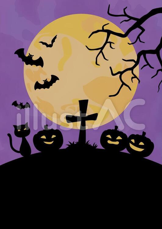 ハロウィン　満月の丘 ハロウィン,かぼちゃ,秋のイラスト素材