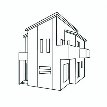 住宅線画 家,住宅,一軒家,建物,戸建て,マイホーム,新築,住まい,外観,建築デザインのイラスト素材