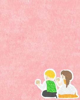 お菓子を食べるこどもたち♪ かわいい,お菓子,食べ物,食べる,おいしい,こども,男の子,男,男性,人のイラスト素材