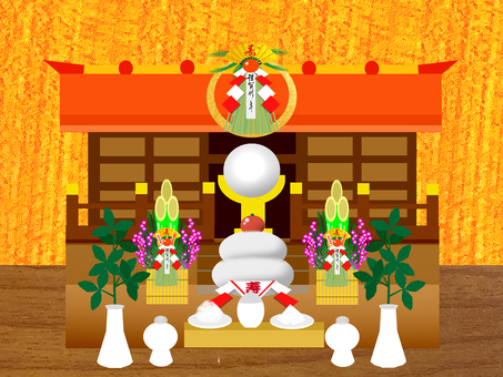 正月神棚 正月,新年,神棚,お供え,飾り,神様のイラスト素材