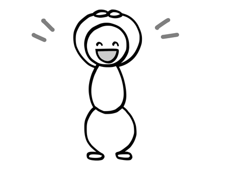 モノクロ棒人間　了解でーす 棒人間,人,オッケー,大丈夫,了解,承知,合点,ok,わかった,合図のイラスト素材