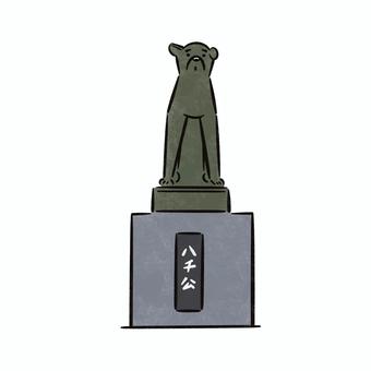 ハチ公像 ハチ公,渋谷,手描き,手描きイラスト,銅像のイラスト素材