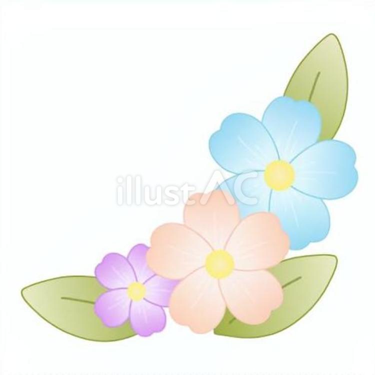 花4 花,葉,ワンポイントのイラスト素材