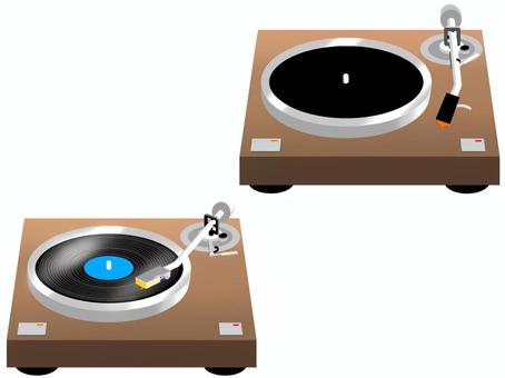 アナログプレーヤーのセット レコードプレーヤー,アナログプレーヤー,レコード,盤,オーディオ,ステレオ,装置,機械,家電製品,電気製品のイラスト素材