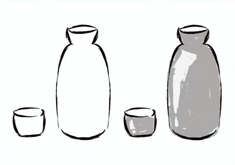 徳利とおちょこの日本酒イラスト素材 日本酒,おちょこ,徳利,居酒屋,お酒,ドリンク,和風,飲み物,酒,居酒屋メニューのイラスト素材
