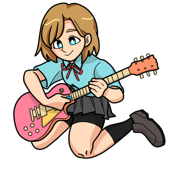 ギターを弾く女の子 女の子,ギター,音楽,演奏,楽器,ポップ,キャラクター,軽音部,学生服のイラスト素材