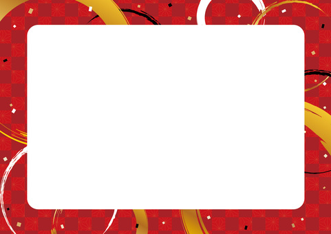 赤と輪の和柄フレーム01_26 フレーム,枠,背景,和風,和柄,和,正月,新春,節分,年賀状のイラスト素材