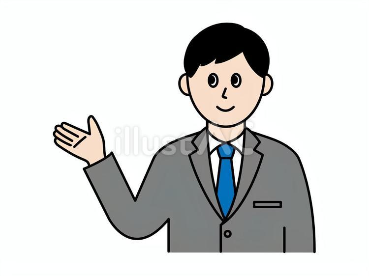 スーツを着た男性（説明） 男性,スーツ,会社員のイラスト素材