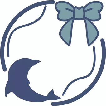 アイコンリング  青 リボン イルカ
