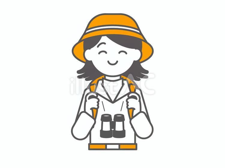 登山ウェアを着た女性のイラスト01 人物,女性,20代のイラスト素材