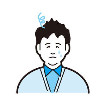 困った顔 困った,顔,泣き顔,若者,涙,青シャツ,男のイラスト素材