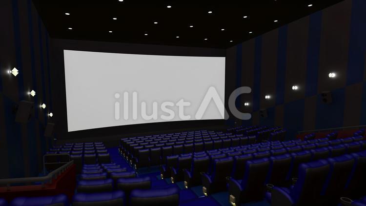 映画館(青系・後方左側) 映画館,シアター,劇場のイラスト素材