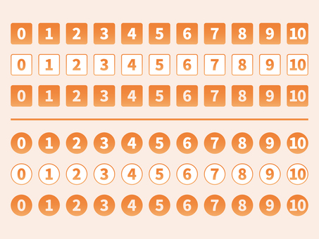 シンプルなナンバーアイコン　オレンジ シンプル,アイコン,数字,グラデーション,オレンジ,文字,四角,丸,あしらい,おしゃれのイラスト素材