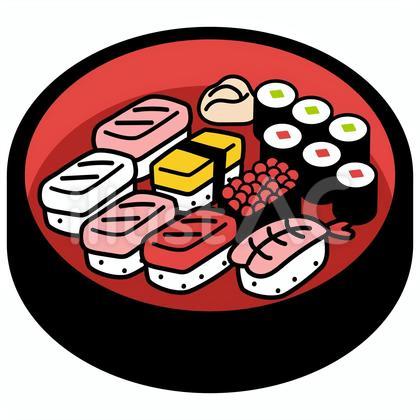 桶に盛った一人前の握り寿司のアイコン